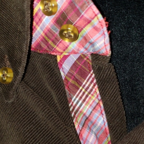 Chocolate brown and plaid corduroy long sleeve - Picture 2 of 6